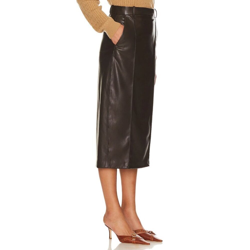 Enza Costa Soft Faux Leather Trouser Skirt in Espresso 2 Medium Womens Vegan - Picture 3 of 14